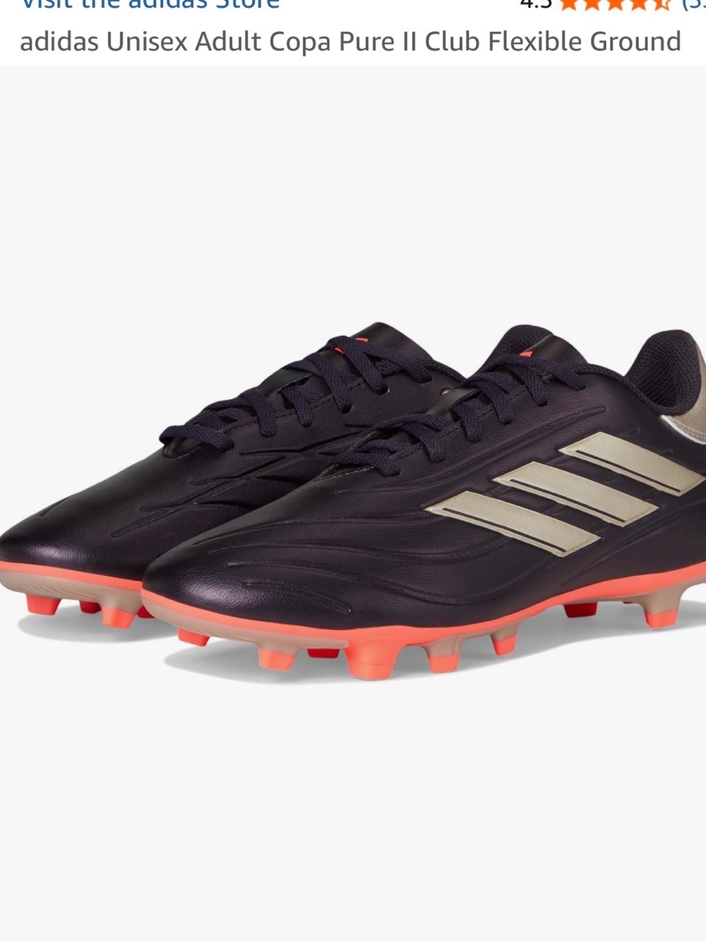 adidas Men’s/Women’s Copa Pure II FG Soccer Cleats - Night Indigo/Gold/Coral